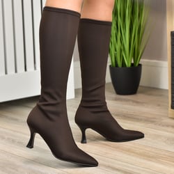 Miss Elastic - 78041 Knee Boots, Dark Brown